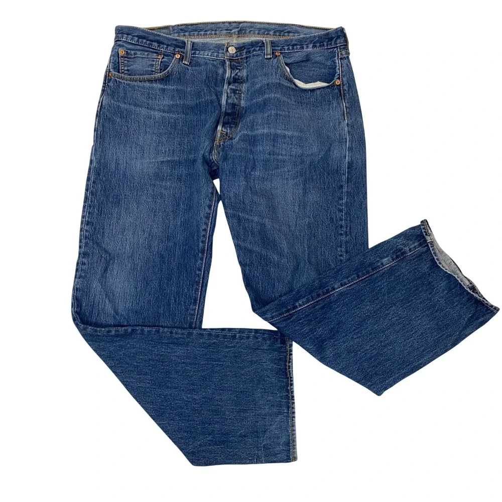 Levi's 501 Original Button Fly Men's Jeans W40 L32 Blue Straight Denim Classic